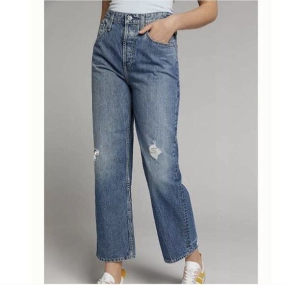 AG Adriano Goldschmied Knoxx High Rise Baggy Boyfriend Jeans Size 26 Distressed - Picture 1 of 15